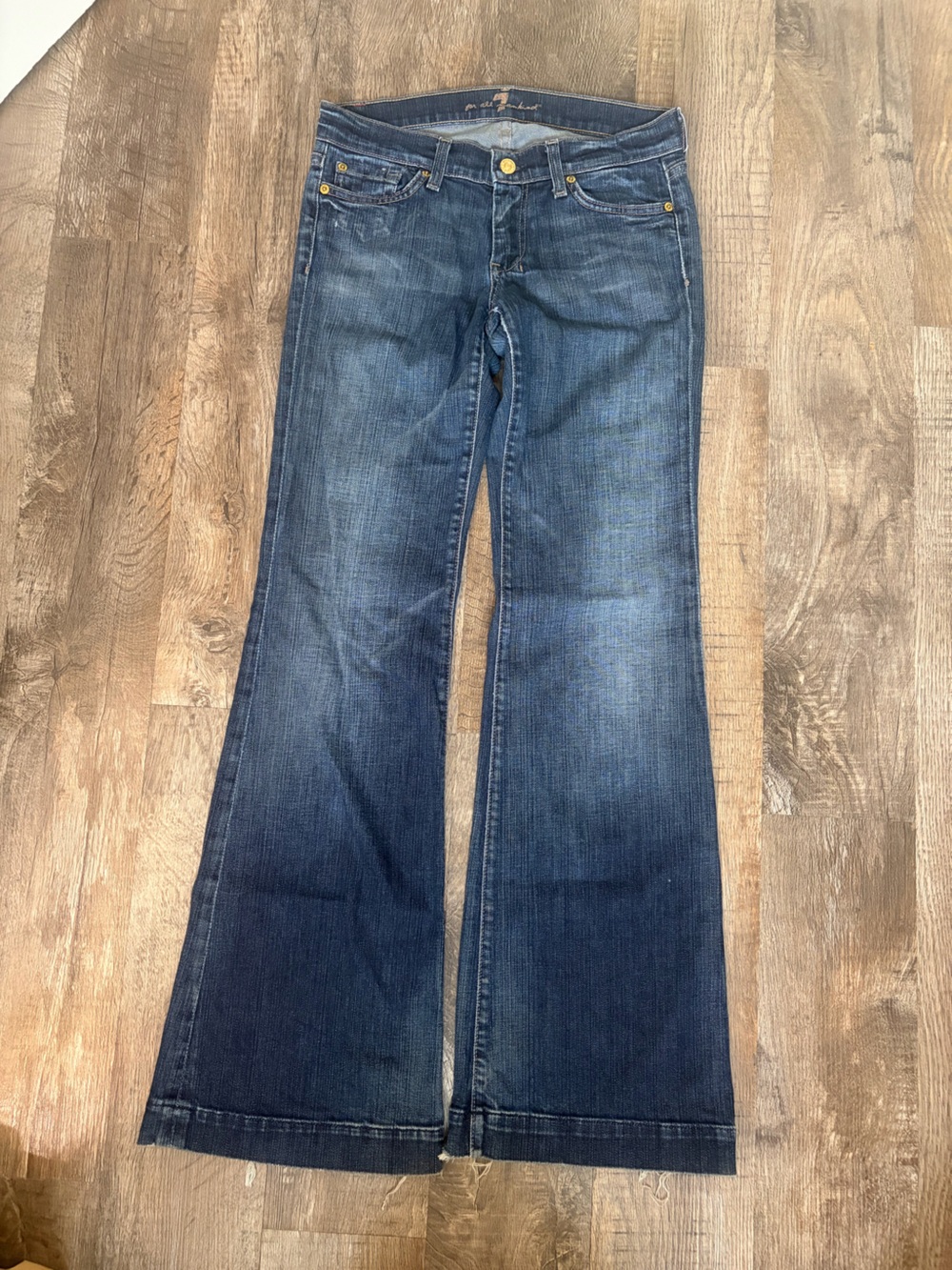 7 For All Mankind Women's Dark Blue Flare Jeans Dojo 26 - Picture 3 of 7